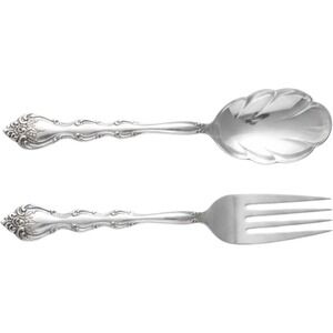 International Silver Serving Set 9" Silver Good Wild Rose Floral Ornate